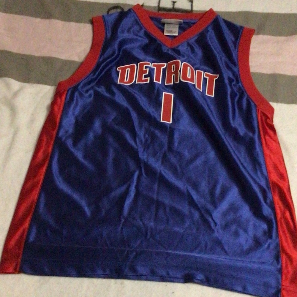 NBA Detroit pistons Kids Blue and Red Jersey  vintage Chauncey Billups .